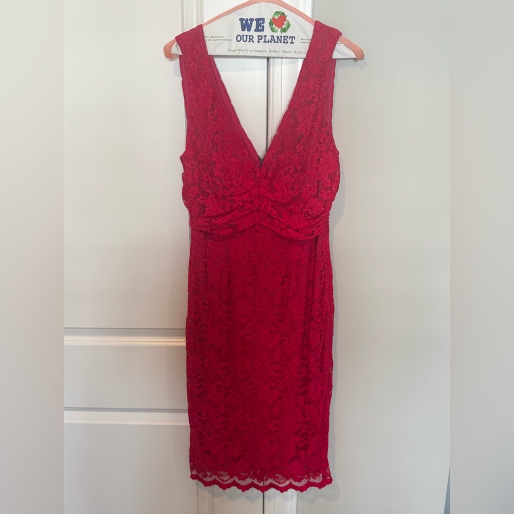 ABS Allen Schwartz Red Lace Dress women’s Medium